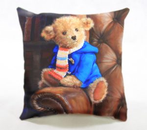 Barton Bear Blue Duffle coat cushion